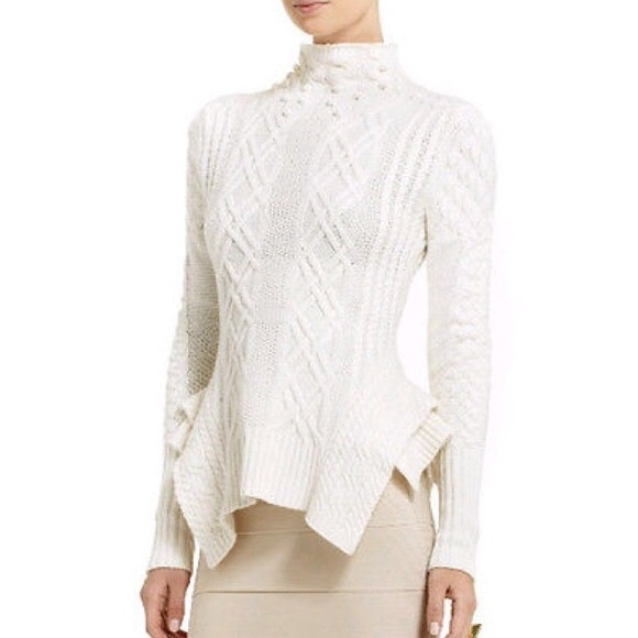 Bcbg Maylin Cable Knit Peplum Sweater 
